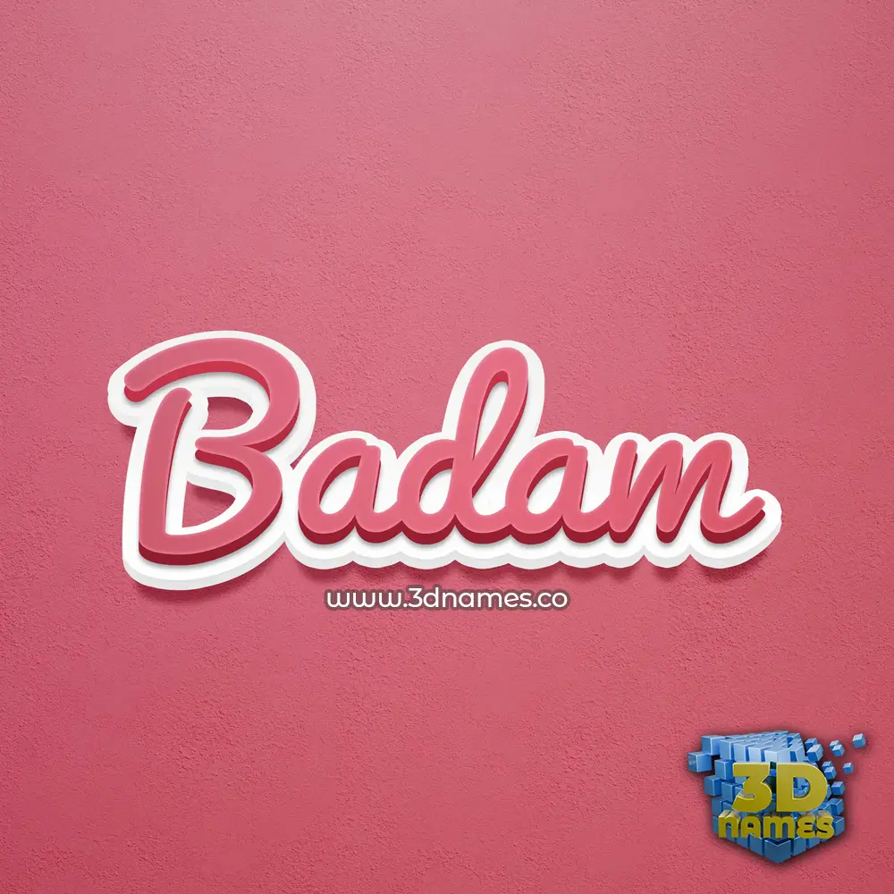 badam in Red Scribble style - 3D name wallpaper