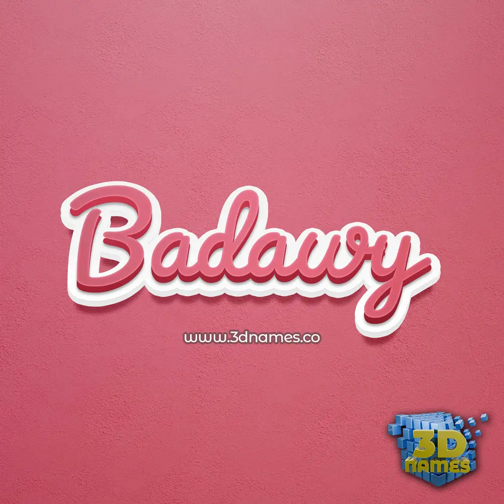 badawy in Red Scribble style - 3D name wallpaper