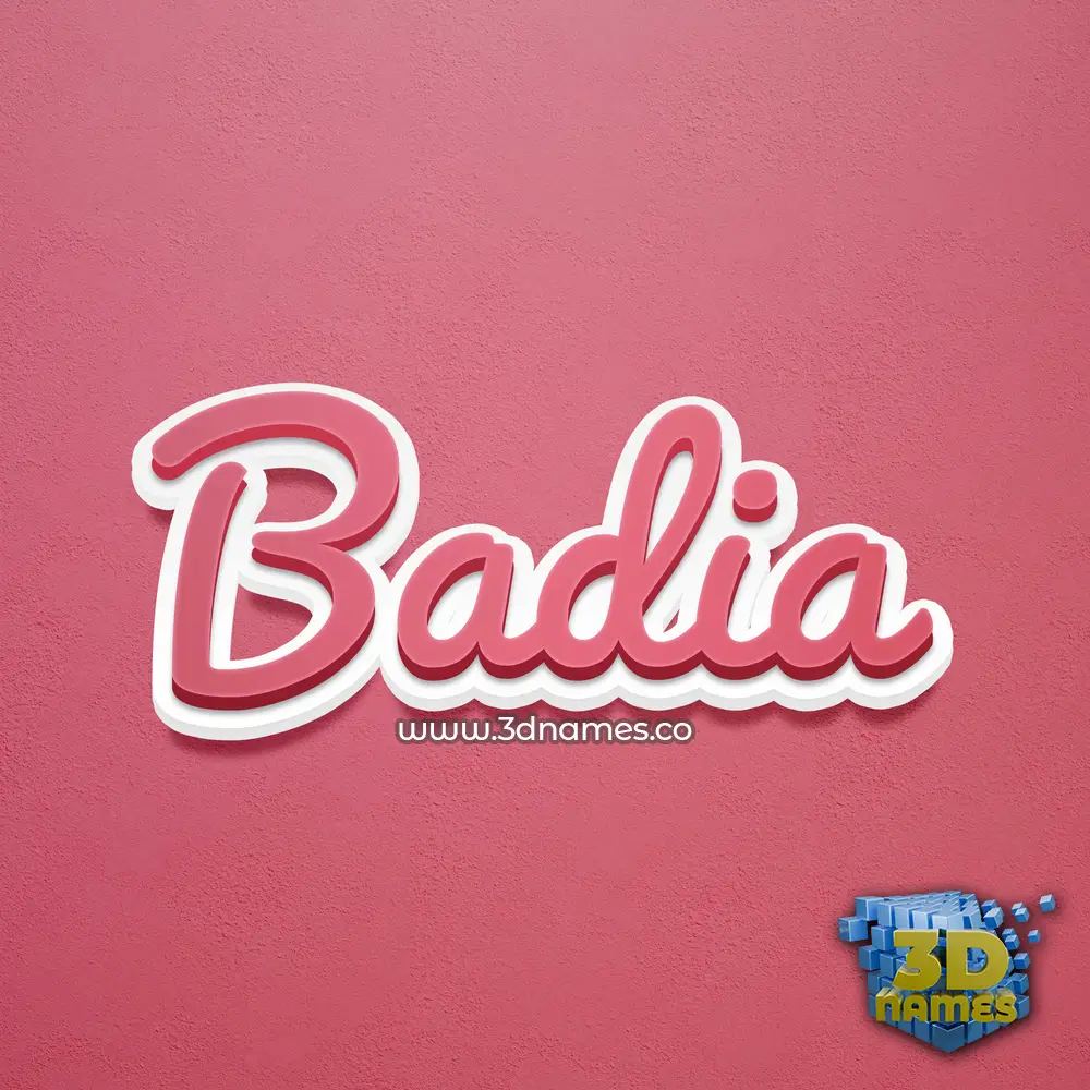 badia in Red Scribble style - 3D name wallpaper