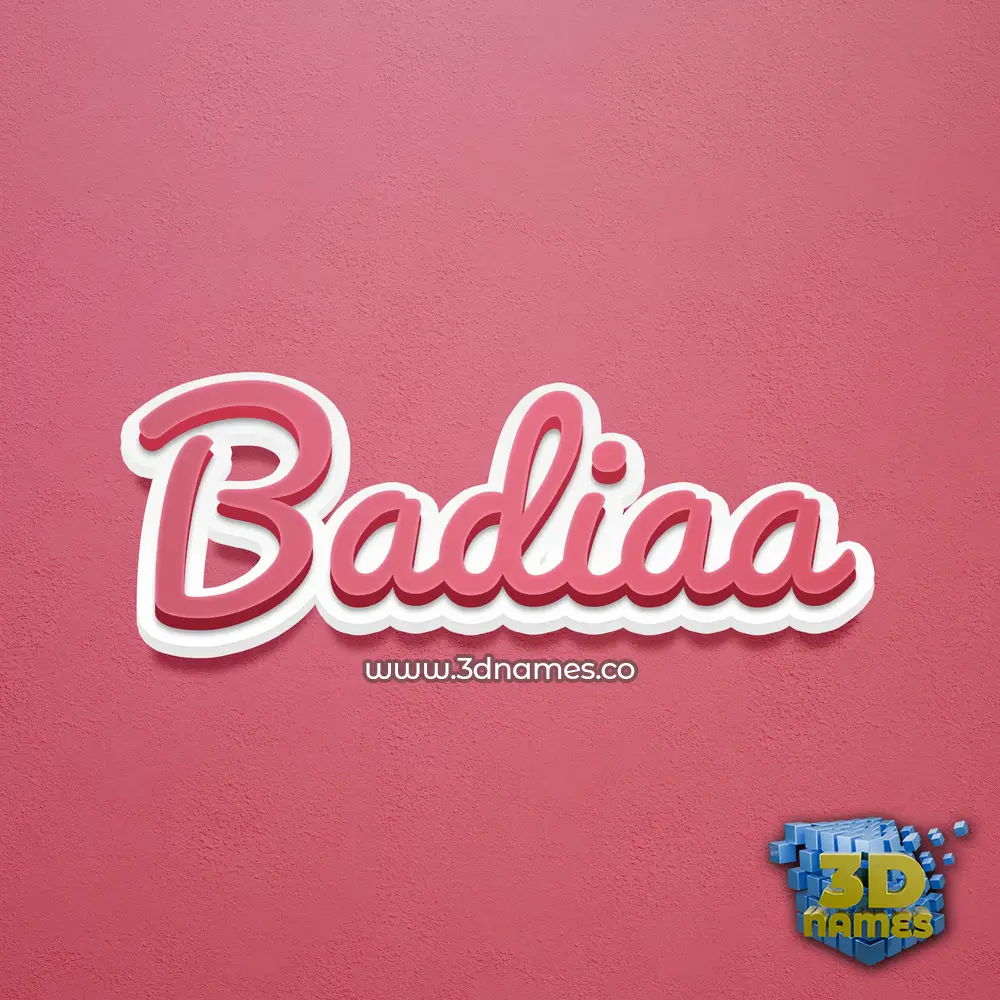 badiaa in Red Scribble style - 3D name wallpaper