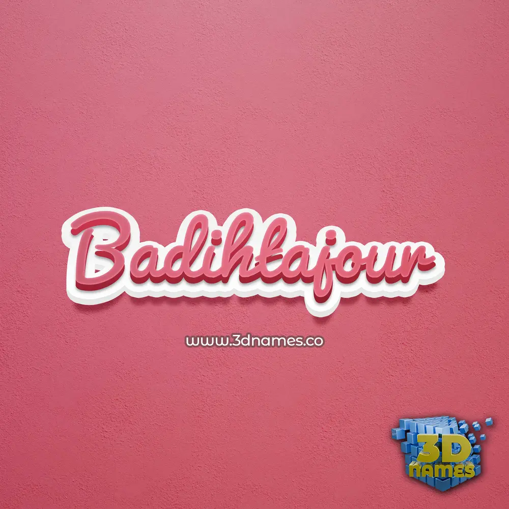 badihtajour in Red Scribble style - 3D name wallpaper