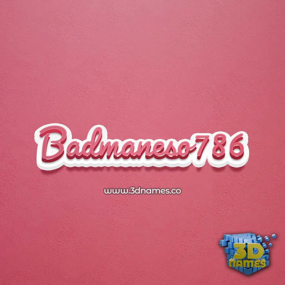 badmaneso786 in Red Scribble style - 3D name wallpaper