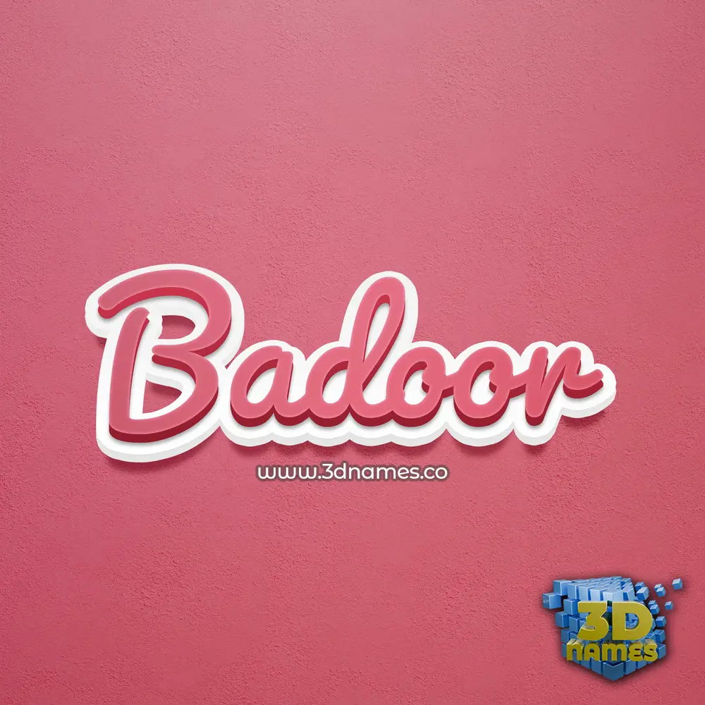 badoor in Red Scribble style - 3D name wallpaper