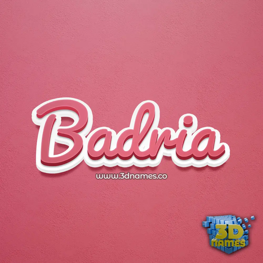badria in Red Scribble style - 3D name wallpaper
