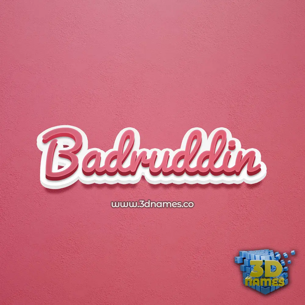 badruddin in Red Scribble style - 3D name wallpaper
