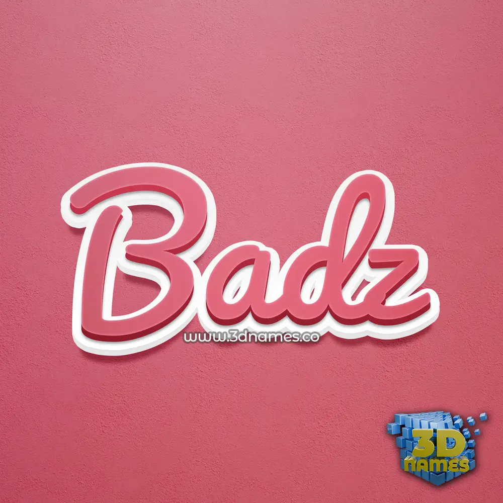 badz in Red Scribble style - 3D name wallpaper