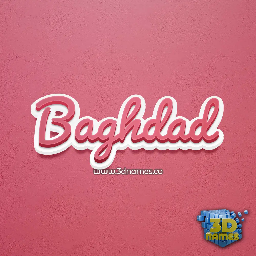 baghdad in Red Scribble style - 3D name wallpaper