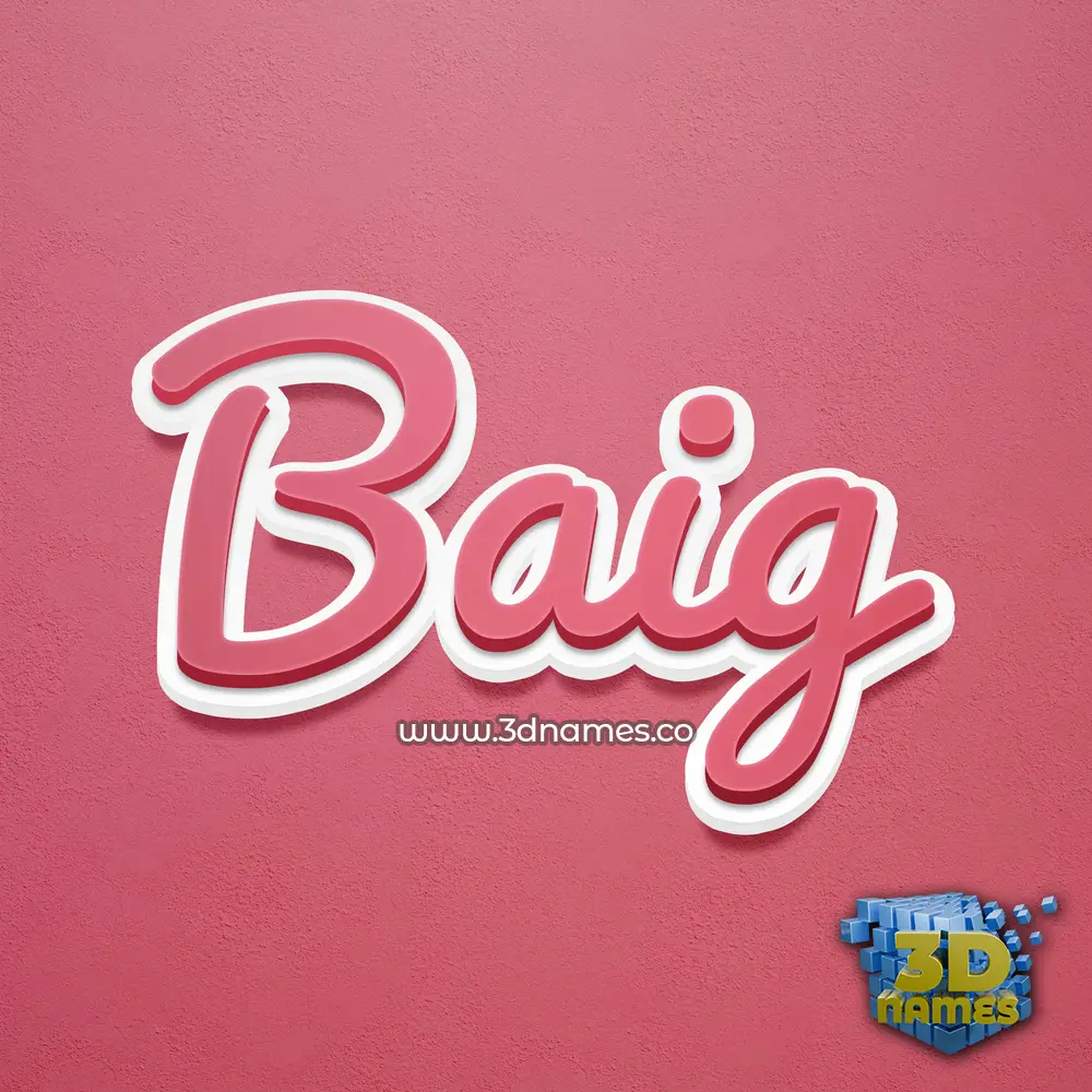 baig in Red Scribble style - 3D name wallpaper