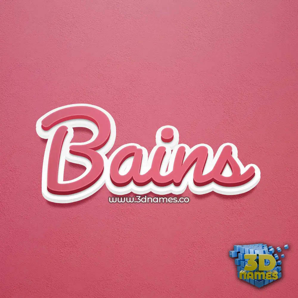 bains in Red Scribble style - 3D name wallpaper
