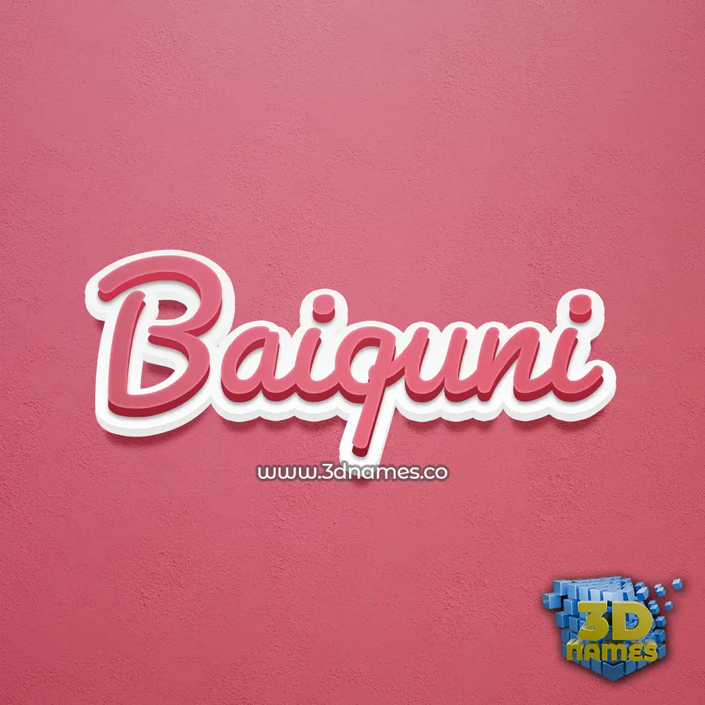 baiquni in Red Scribble style - 3D name wallpaper