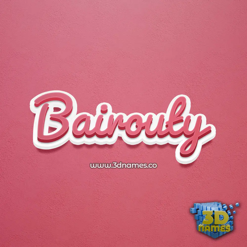 bairouty in Red Scribble style - 3D name wallpaper