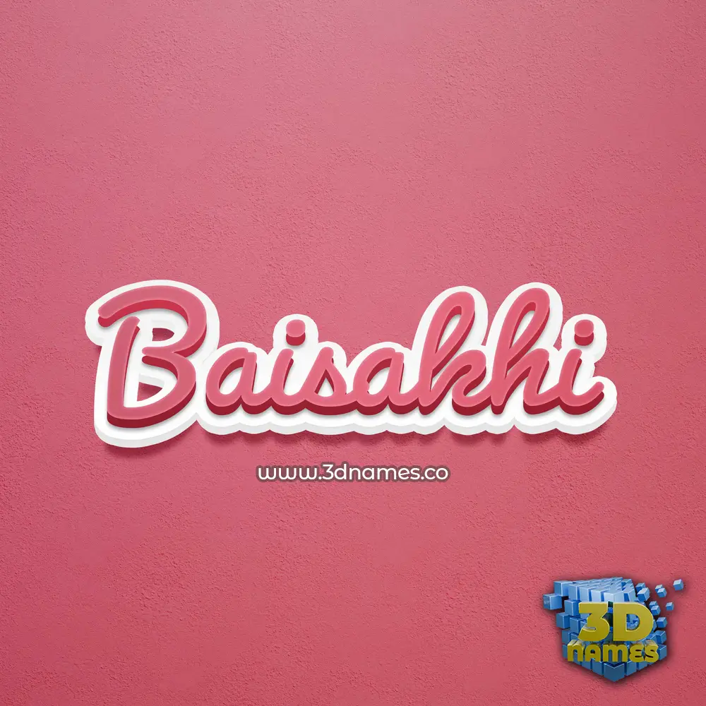 baisakhi in Red Scribble style - 3D name wallpaper