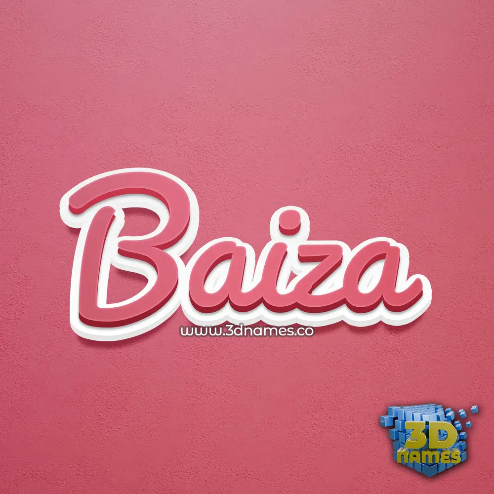 baiza in Red Scribble style - 3D name wallpaper