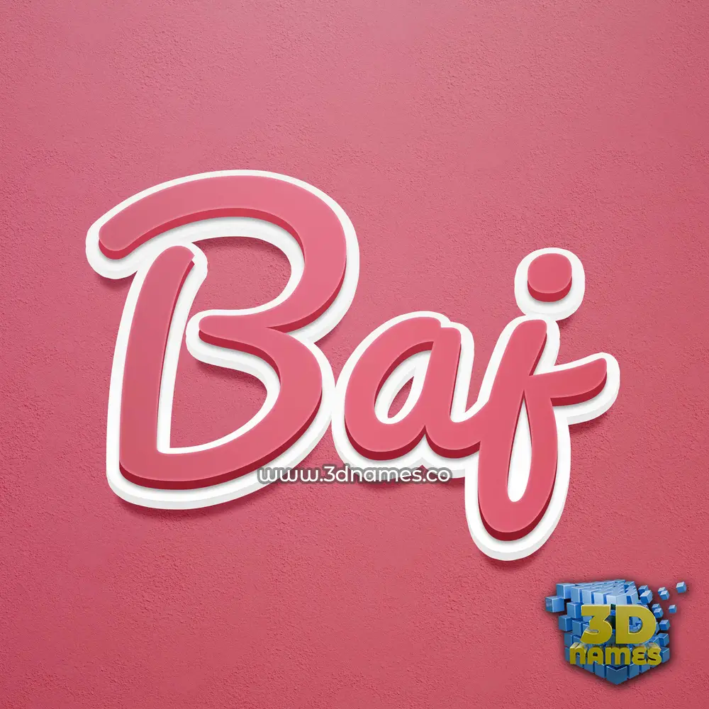 baj in Red Scribble style - 3D name wallpaper
