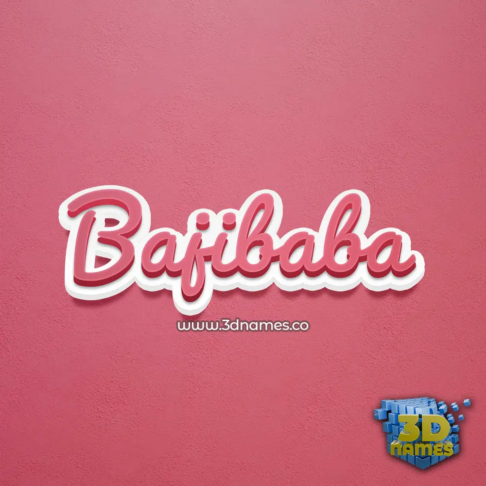 bajibaba in Red Scribble style - 3D name wallpaper