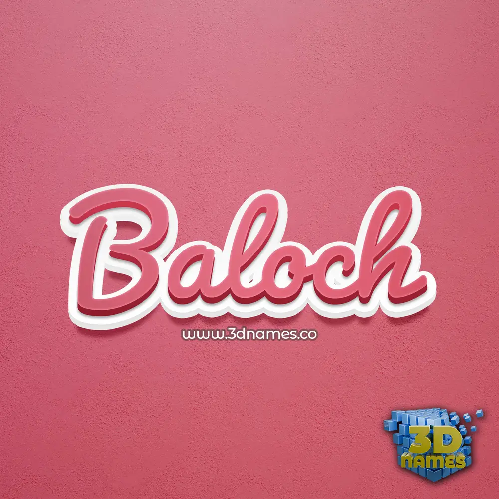 baloch in Red Scribble style - 3D name wallpaper