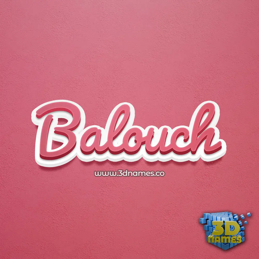 balouch in Red Scribble style - 3D name wallpaper