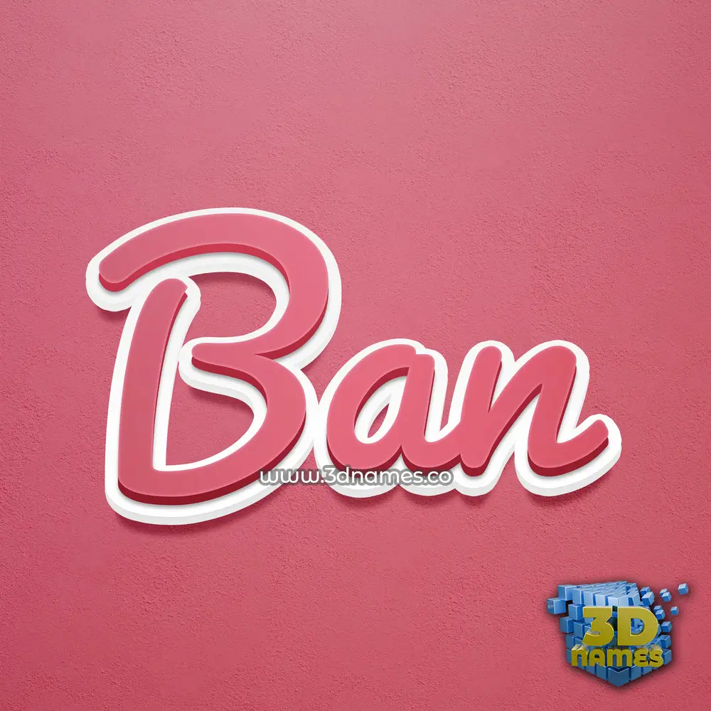 ban in Red Scribble style - 3D name wallpaper