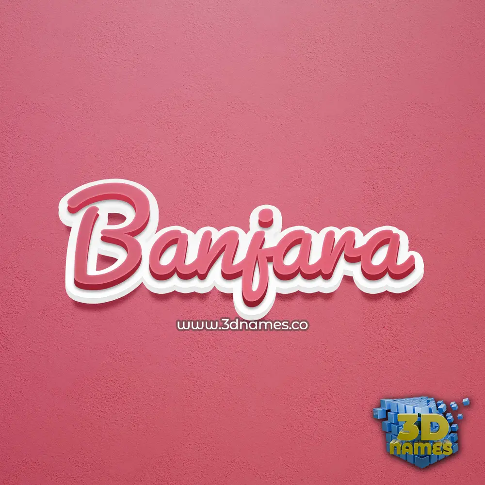 banjara in Red Scribble style - 3D name wallpaper
