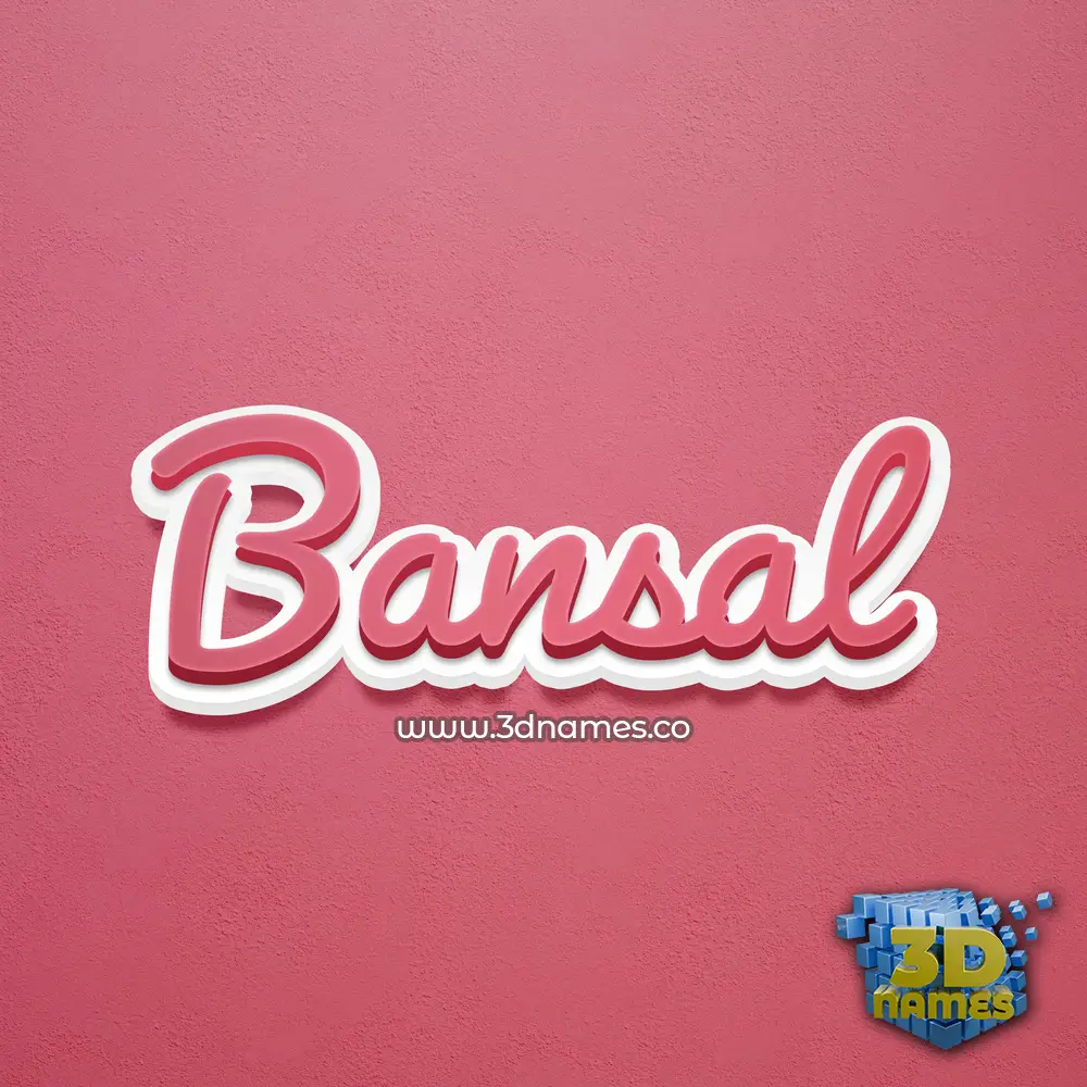 bansal in Red Scribble style - 3D name wallpaper