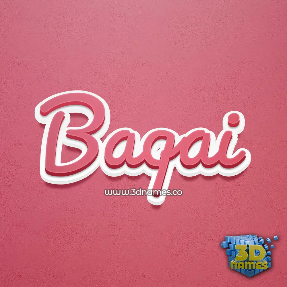 baqai in Red Scribble style - 3D name wallpaper