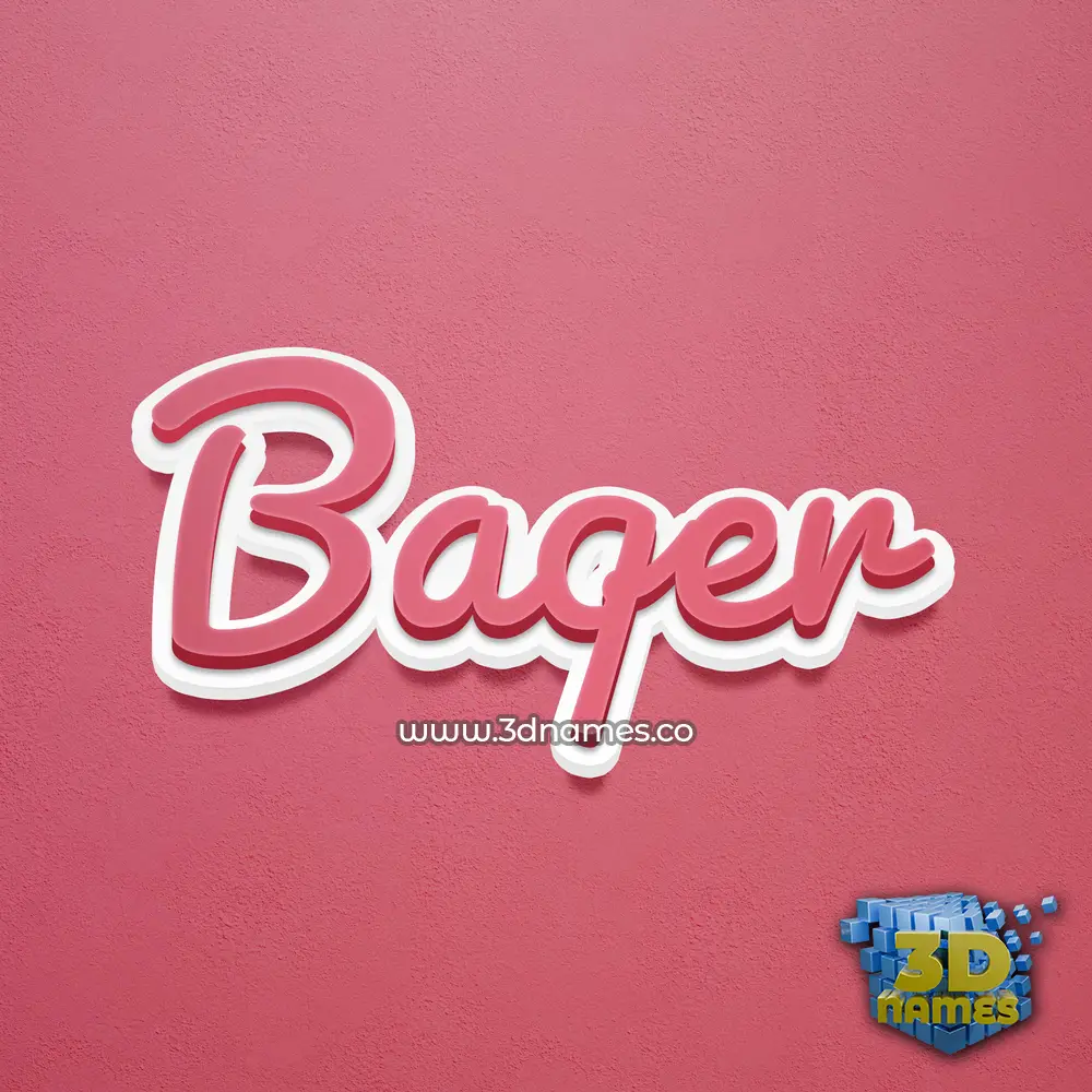 baqer in Red Scribble style - 3D name wallpaper