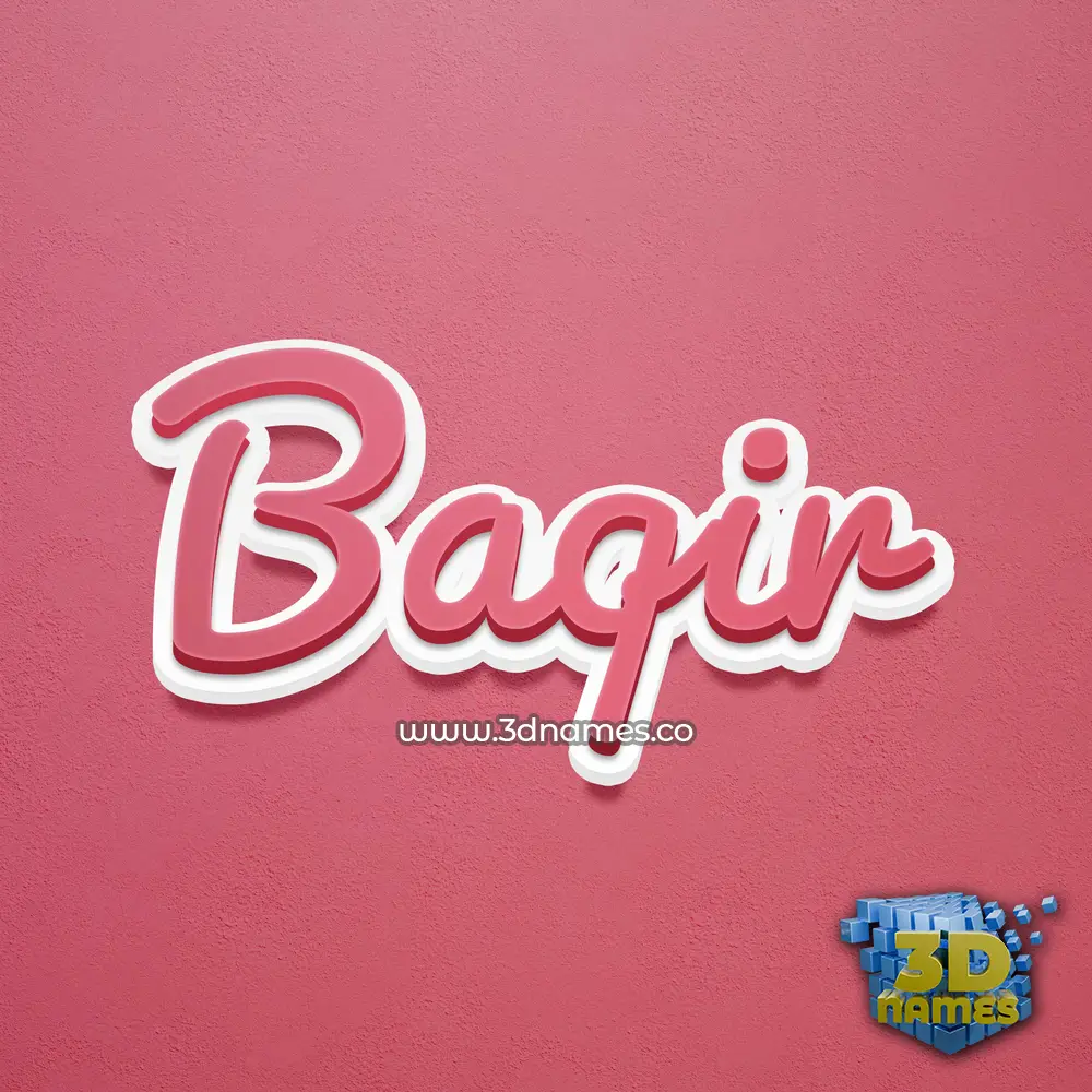 baqir in Red Scribble style - 3D name wallpaper