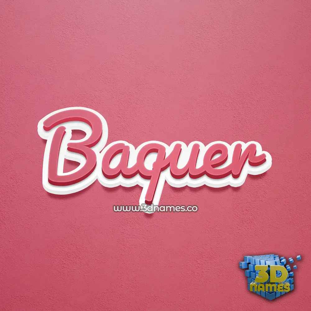 baquer in Red Scribble style - 3D name wallpaper