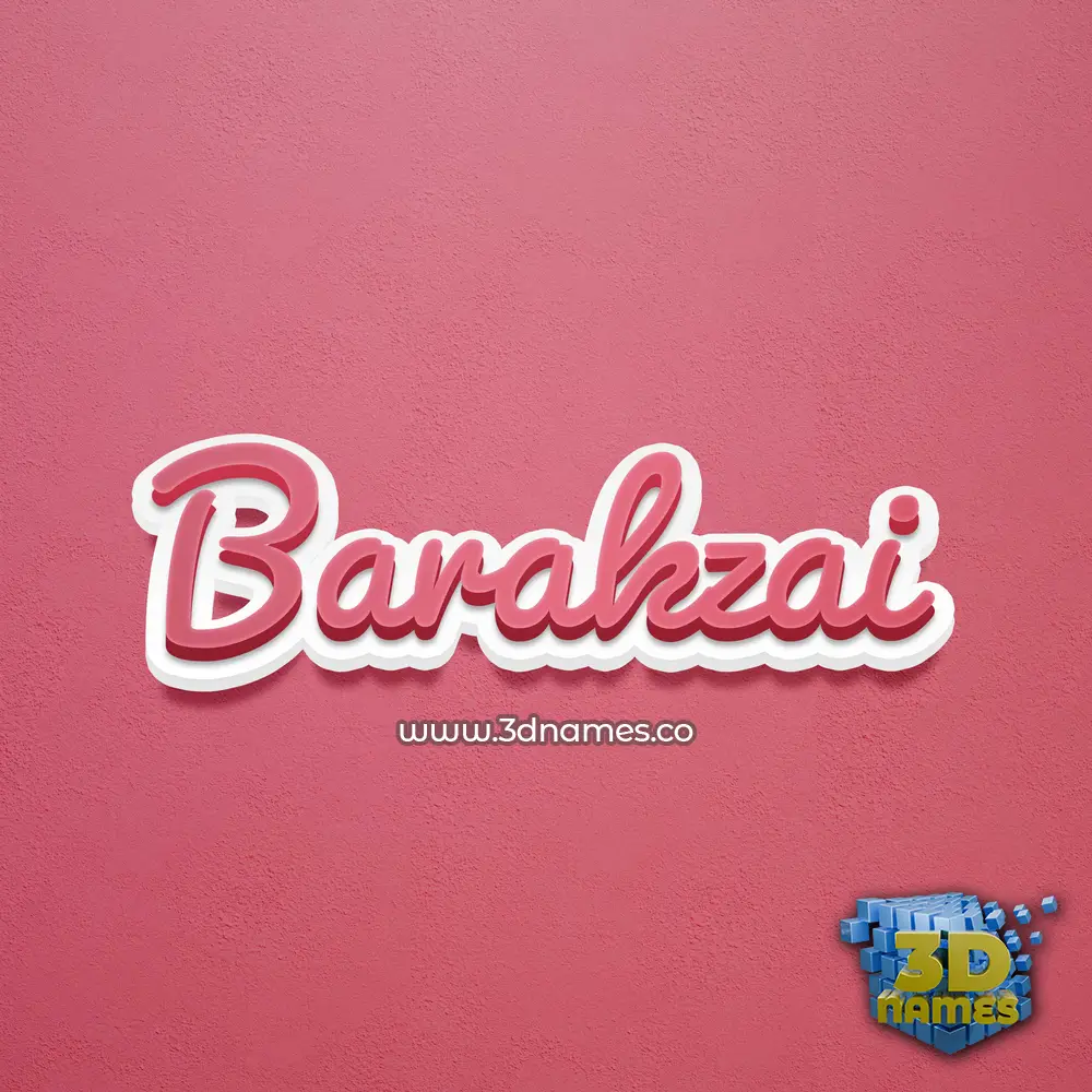barakzai in Red Scribble style - 3D name wallpaper