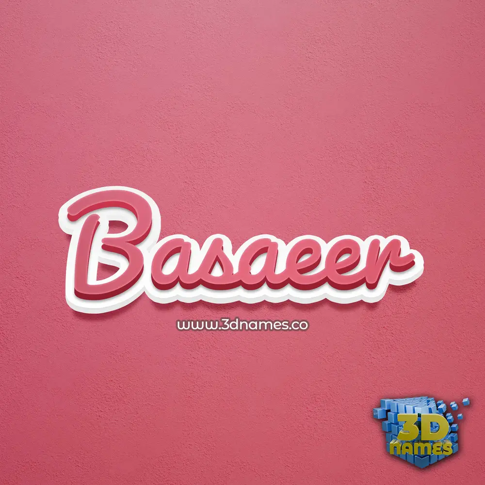 basaeer in Red Scribble style - 3D name wallpaper