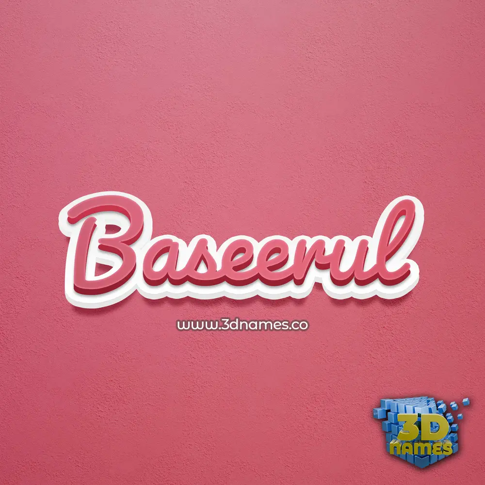 baseerul in Red Scribble style - 3D name wallpaper