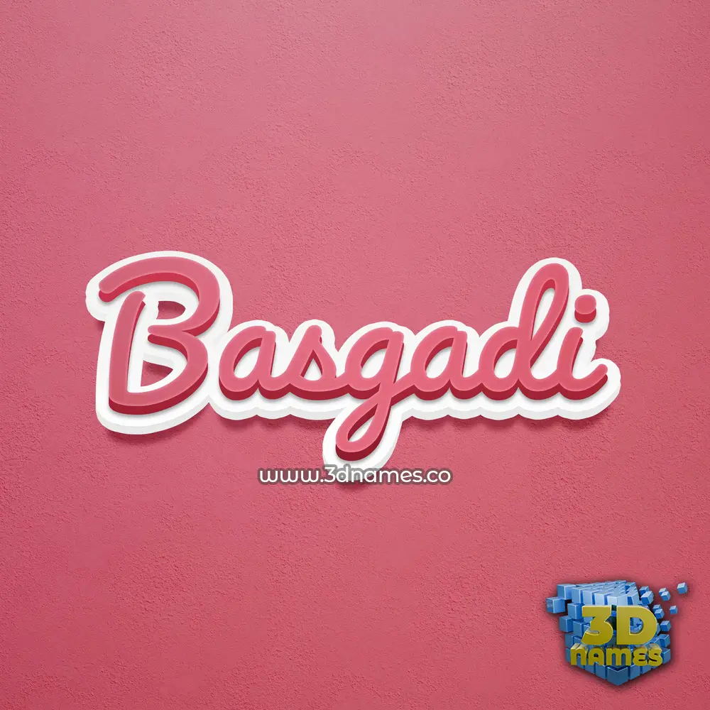 basgadi in Red Scribble style - 3D name wallpaper