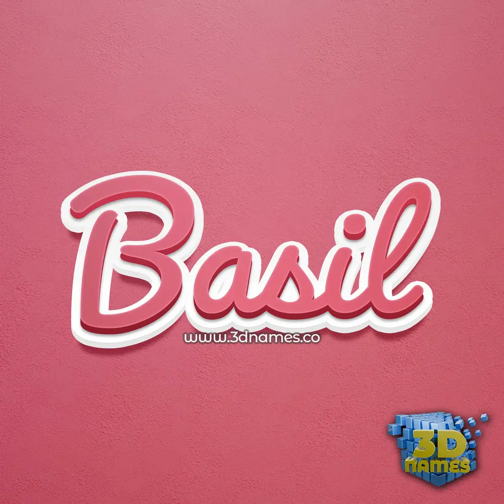 basil in Red Scribble style - 3D name wallpaper