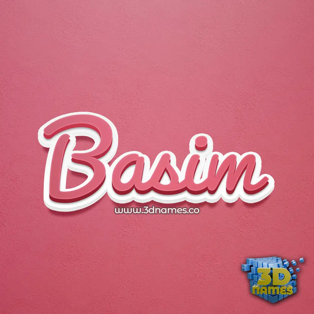 basim in Red Scribble style - 3D name wallpaper