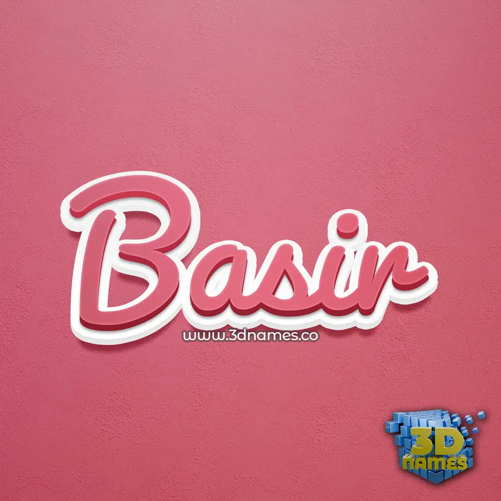 basir in Red Scribble style - 3D name wallpaper