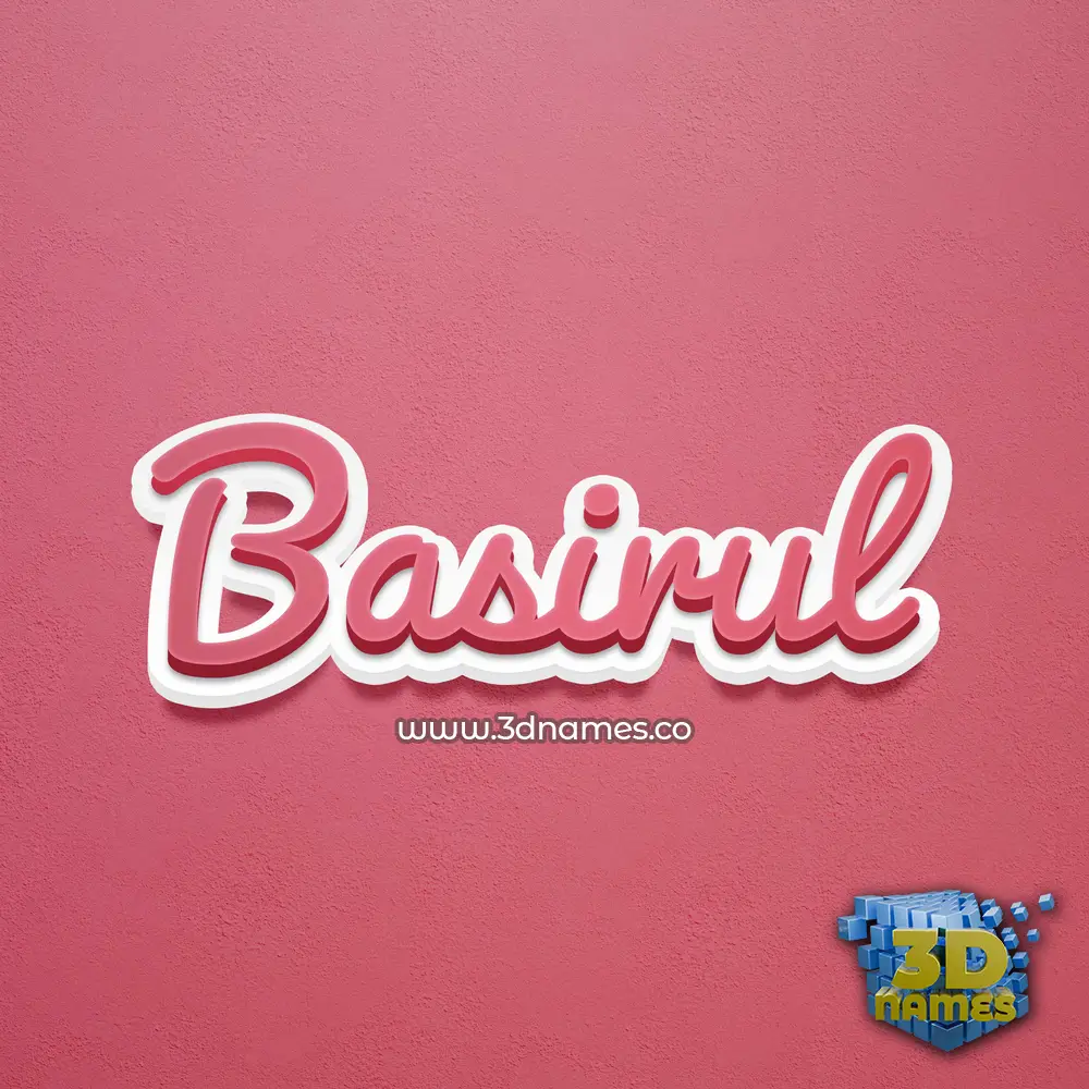 basirul in Red Scribble style - 3D name wallpaper