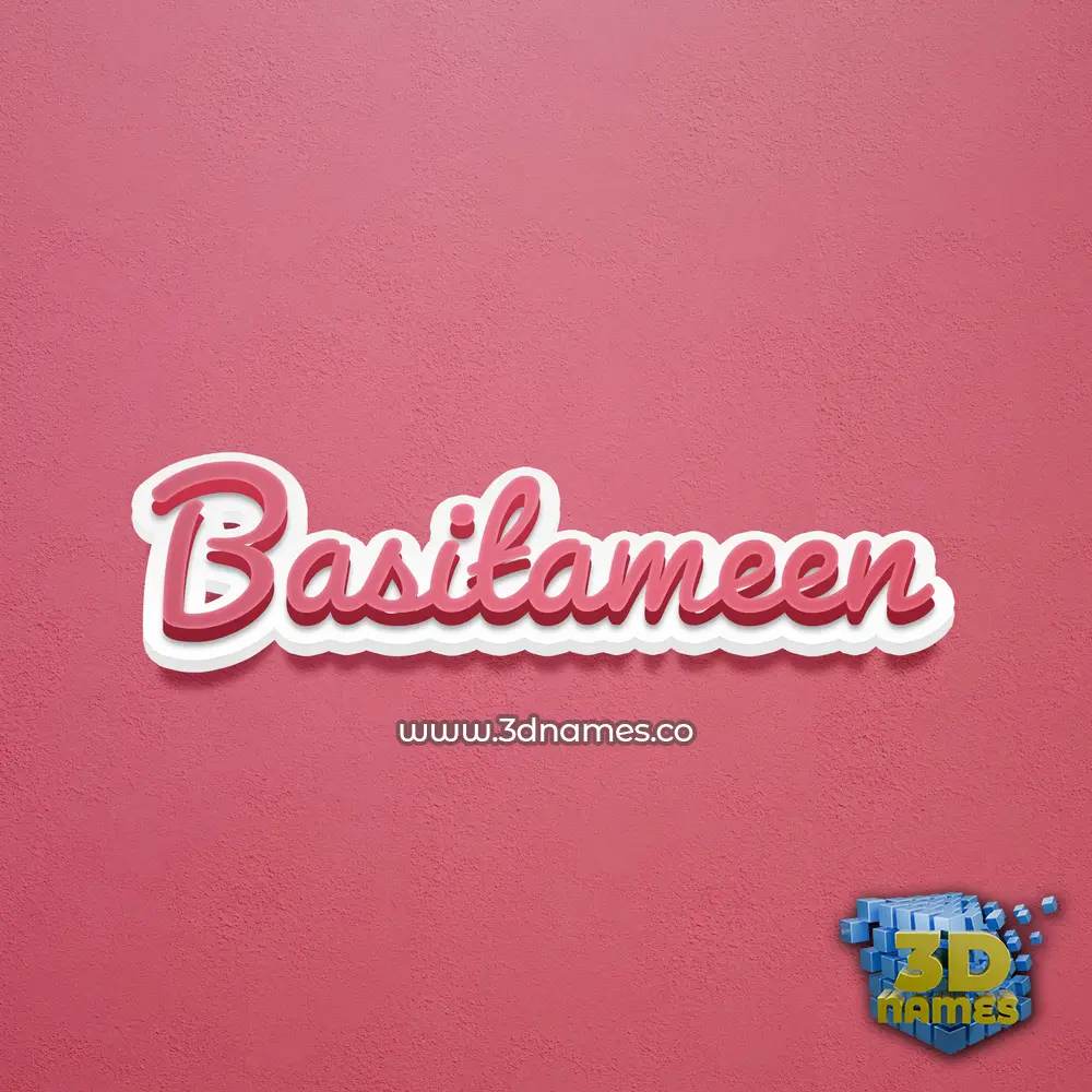 basitameen in Red Scribble style - 3D name wallpaper