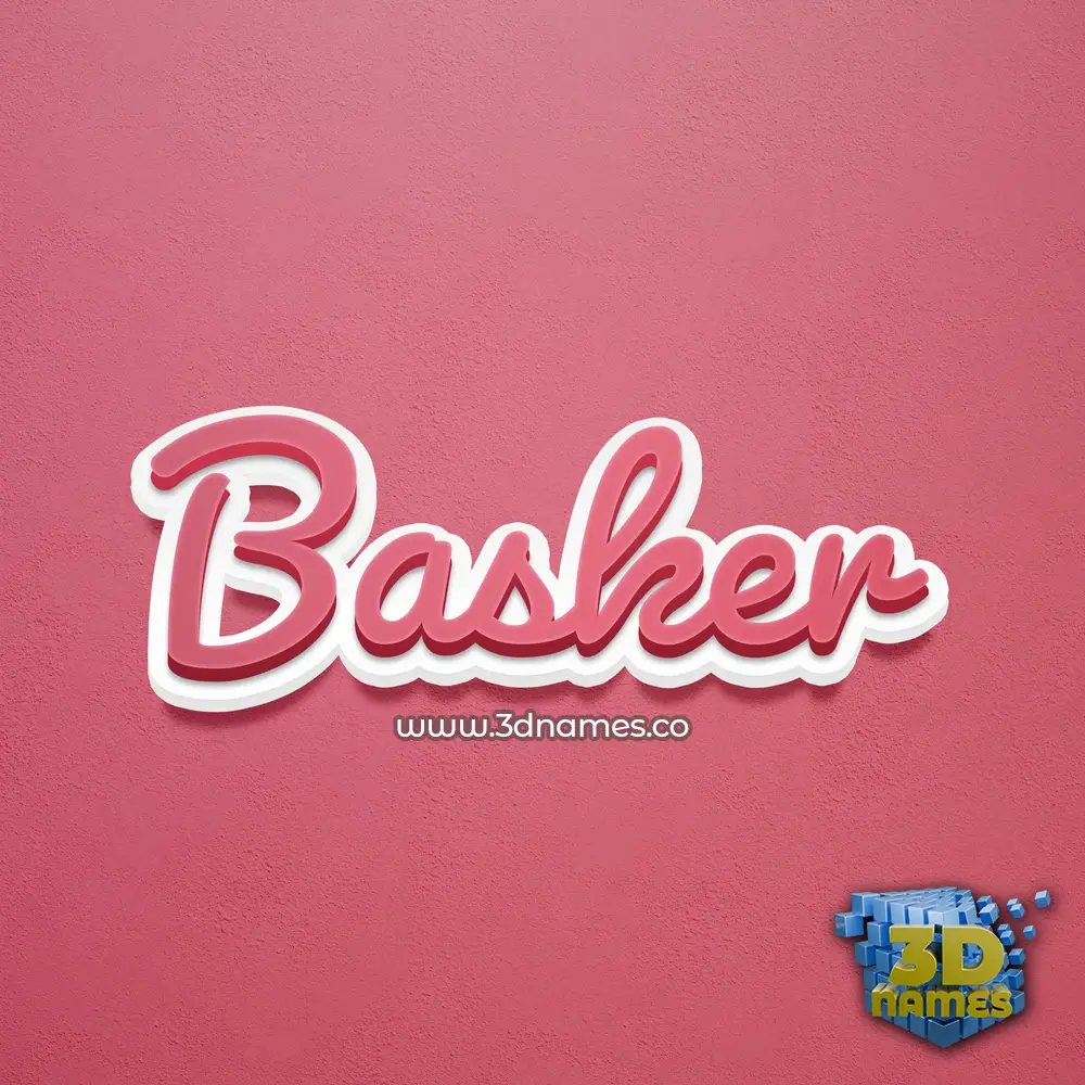 basker in Red Scribble style - 3D name wallpaper