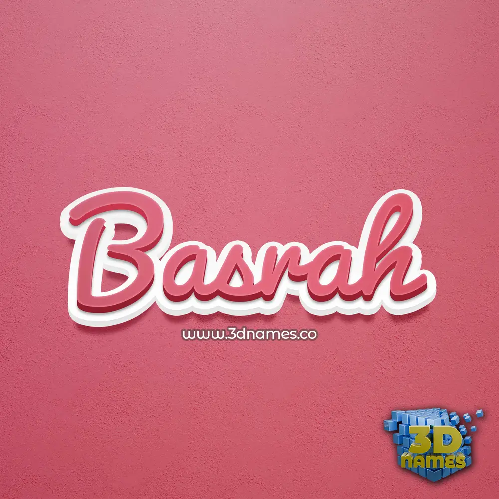 basrah in Red Scribble style - 3D name wallpaper