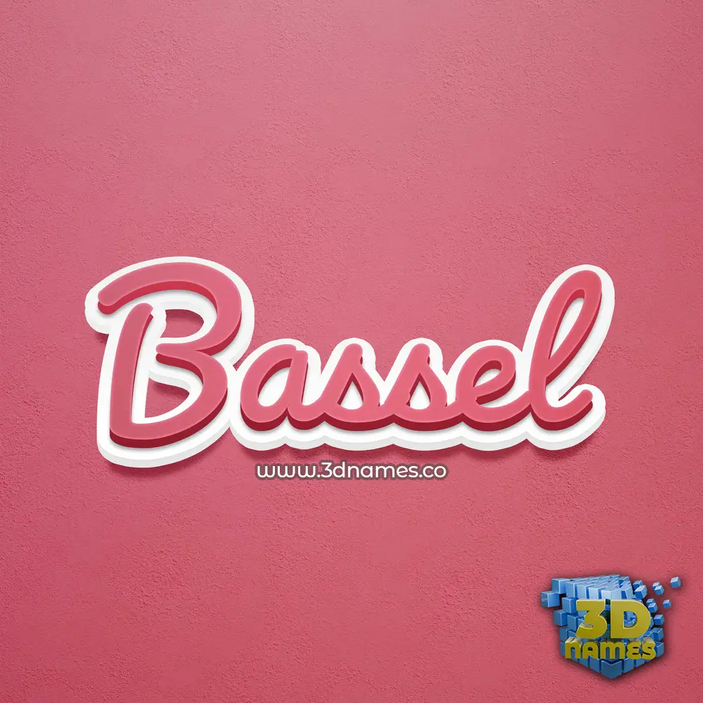 bassel in Red Scribble style - 3D name wallpaper