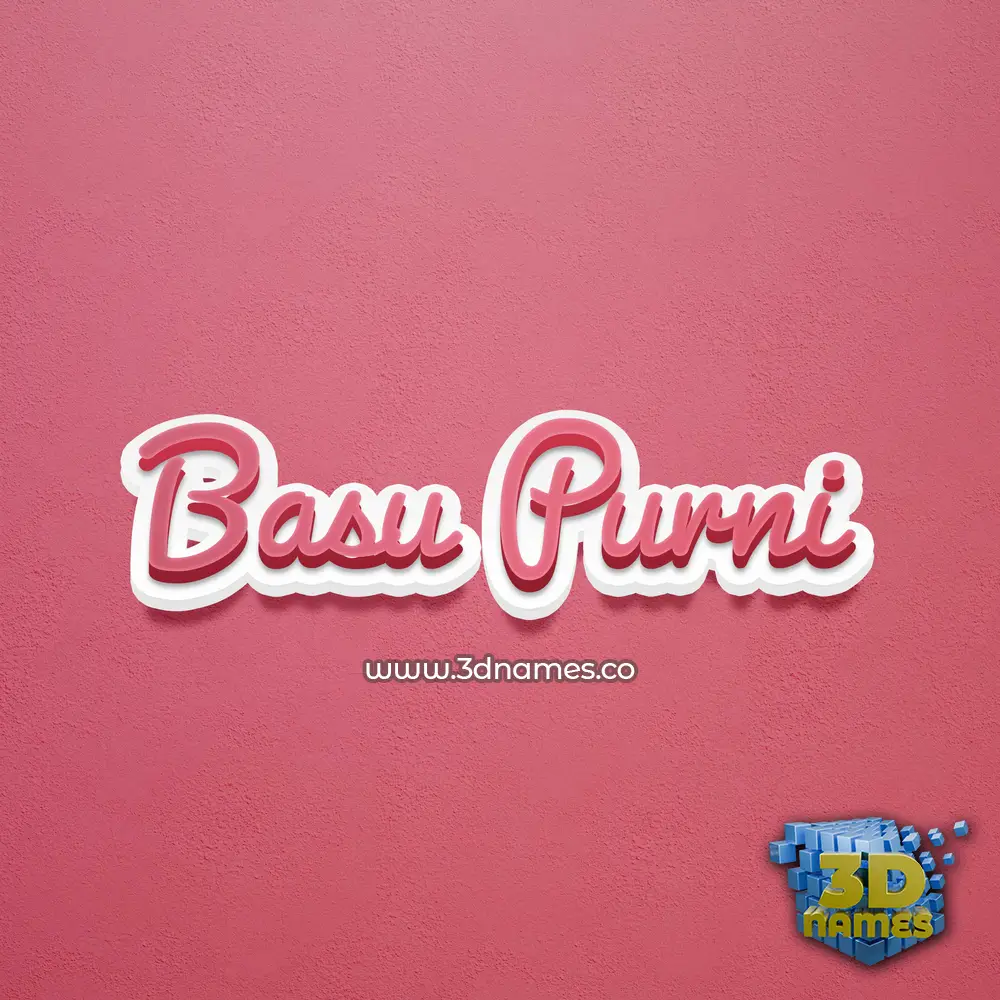 basu purni in Red Scribble style - 3D name wallpaper