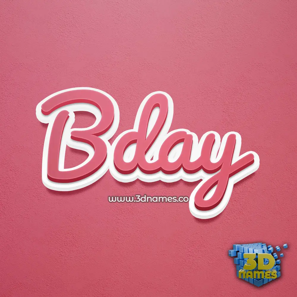 bday in Red Scribble style - 3D name wallpaper