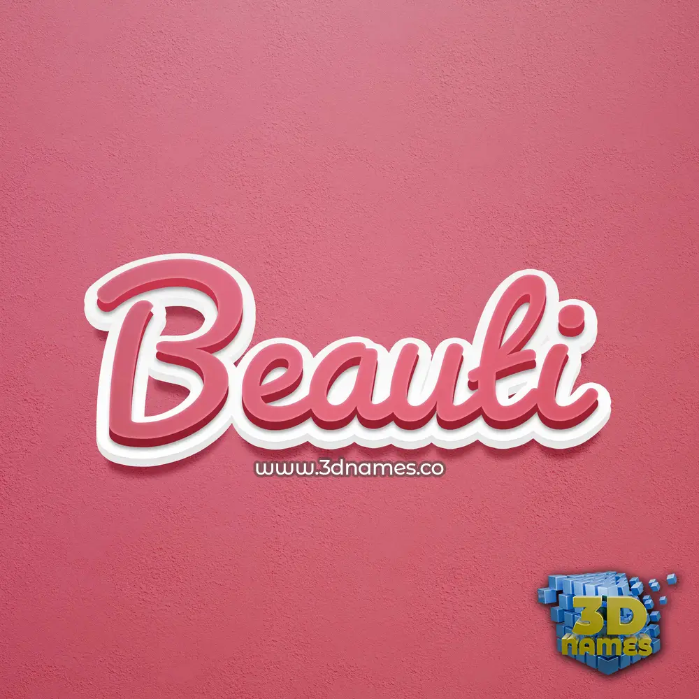 beauti in Red Scribble style - 3D name wallpaper