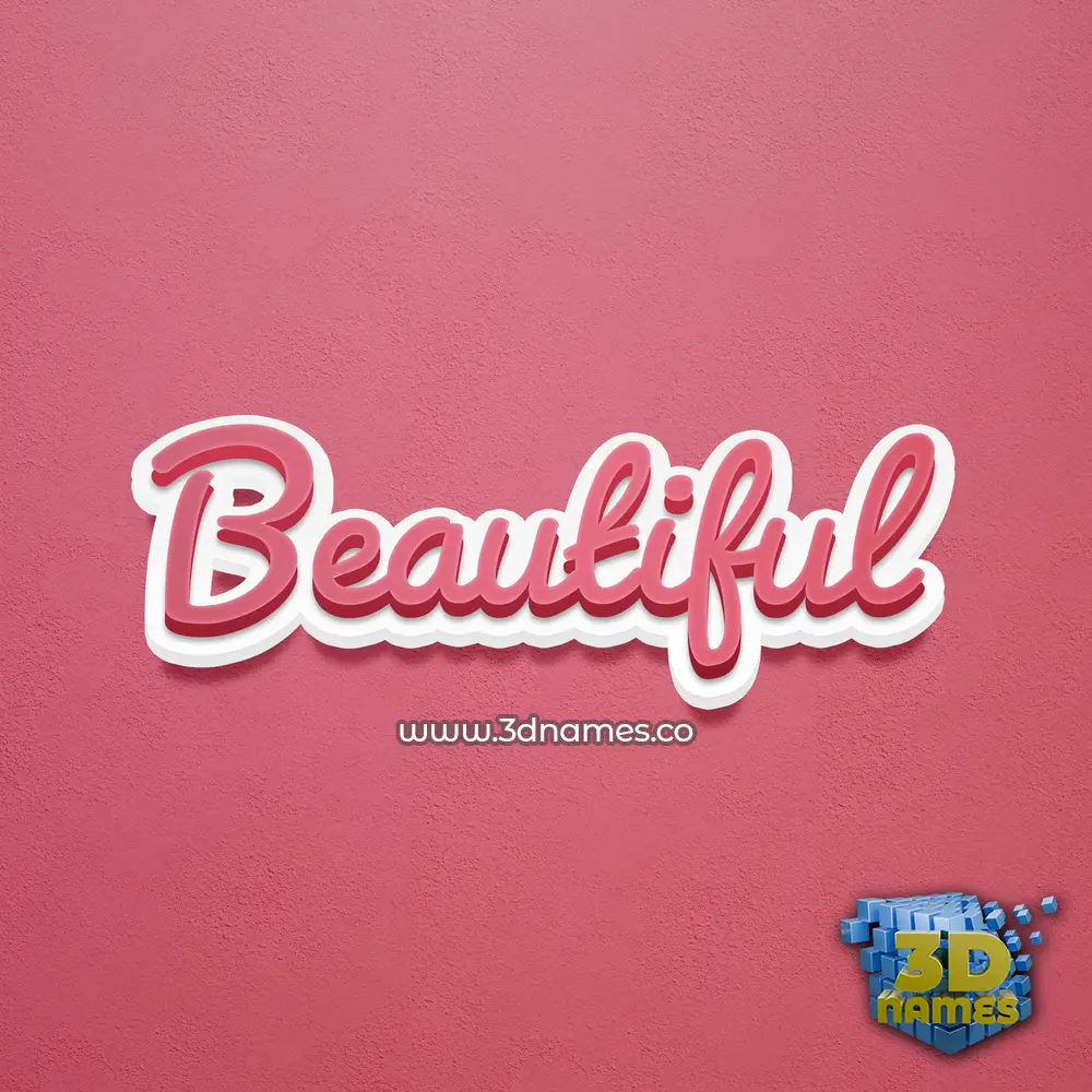 beautiful in Red Scribble style - 3D name wallpaper