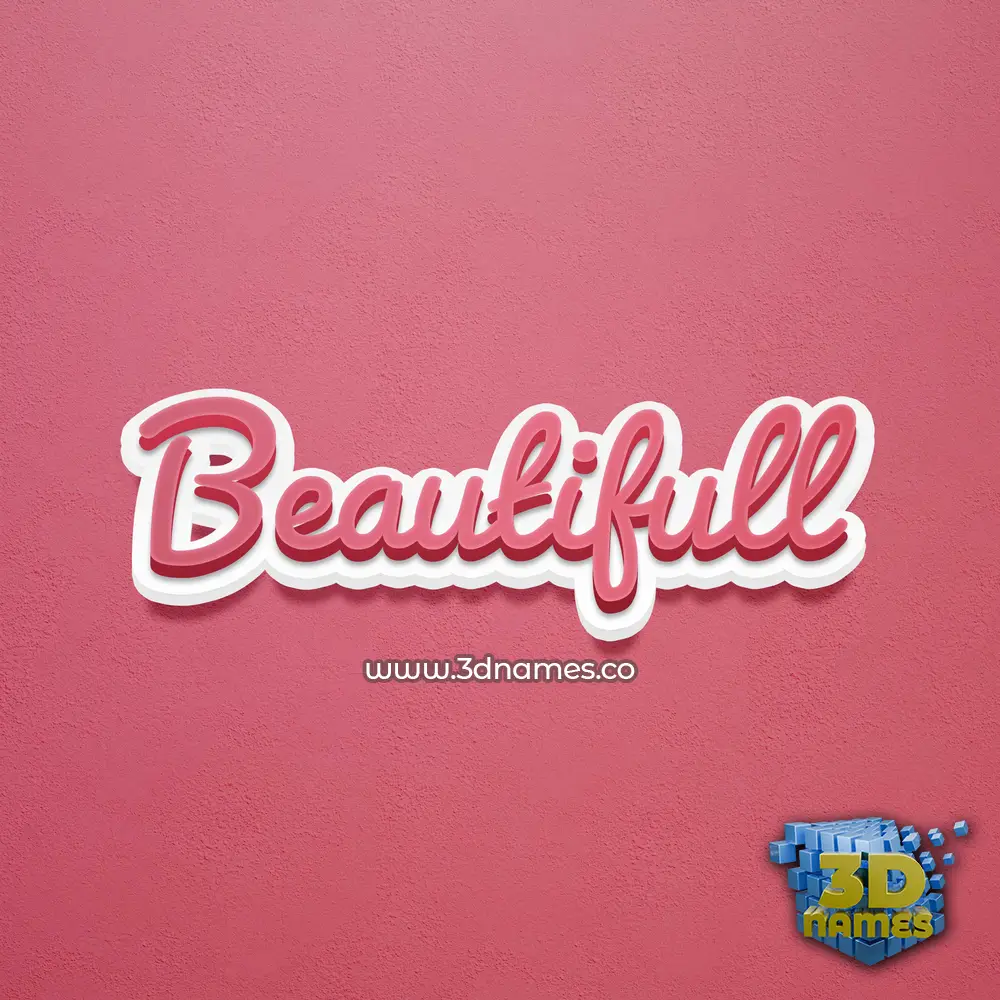 beautifull in Red Scribble style - 3D name wallpaper