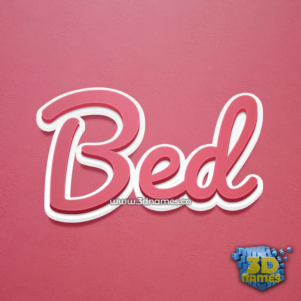 bed in Red Scribble style - 3D name wallpaper