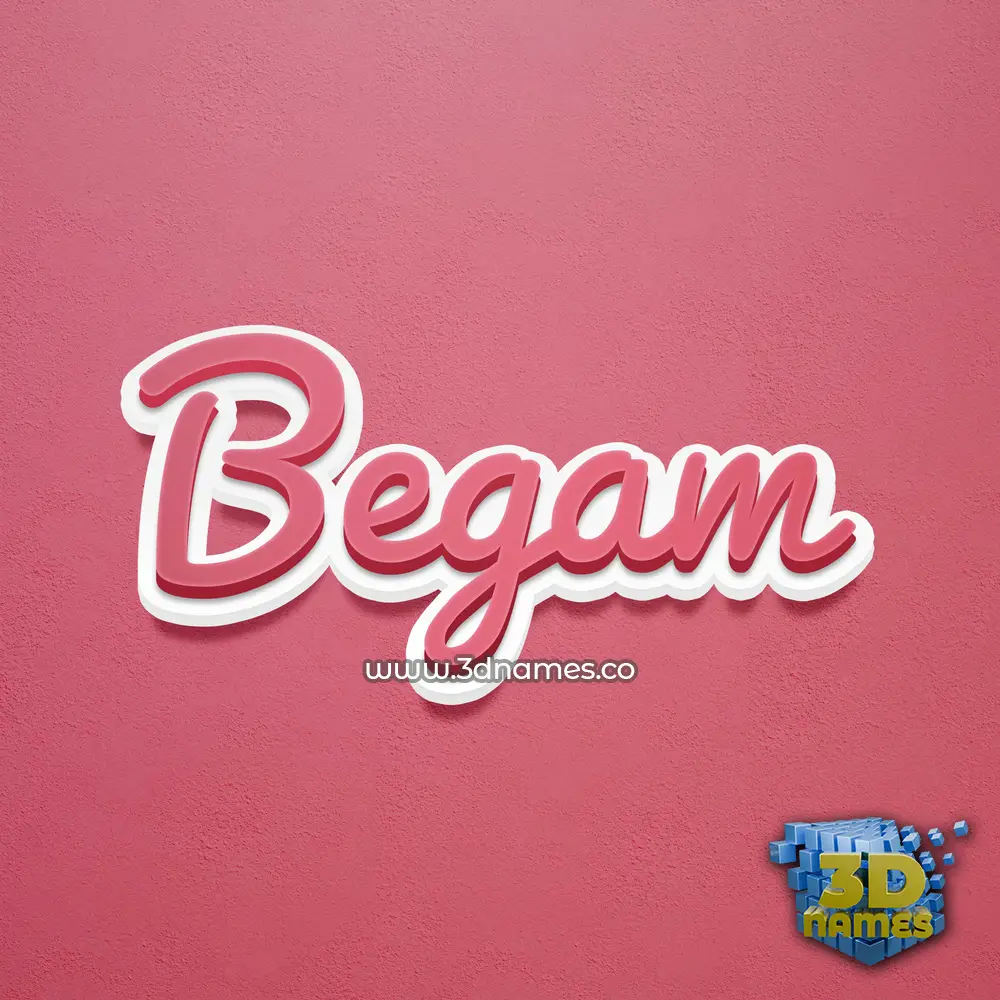 begam in Red Scribble style - 3D name wallpaper