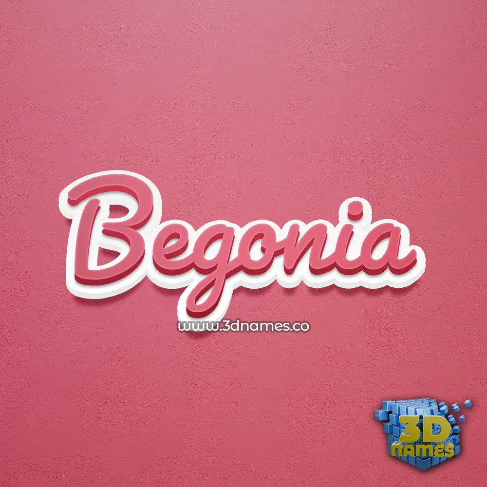 begonia in Red Scribble style - 3D name wallpaper
