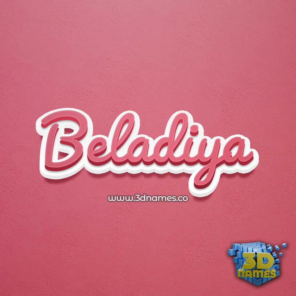 beladiya in Red Scribble style - 3D name wallpaper