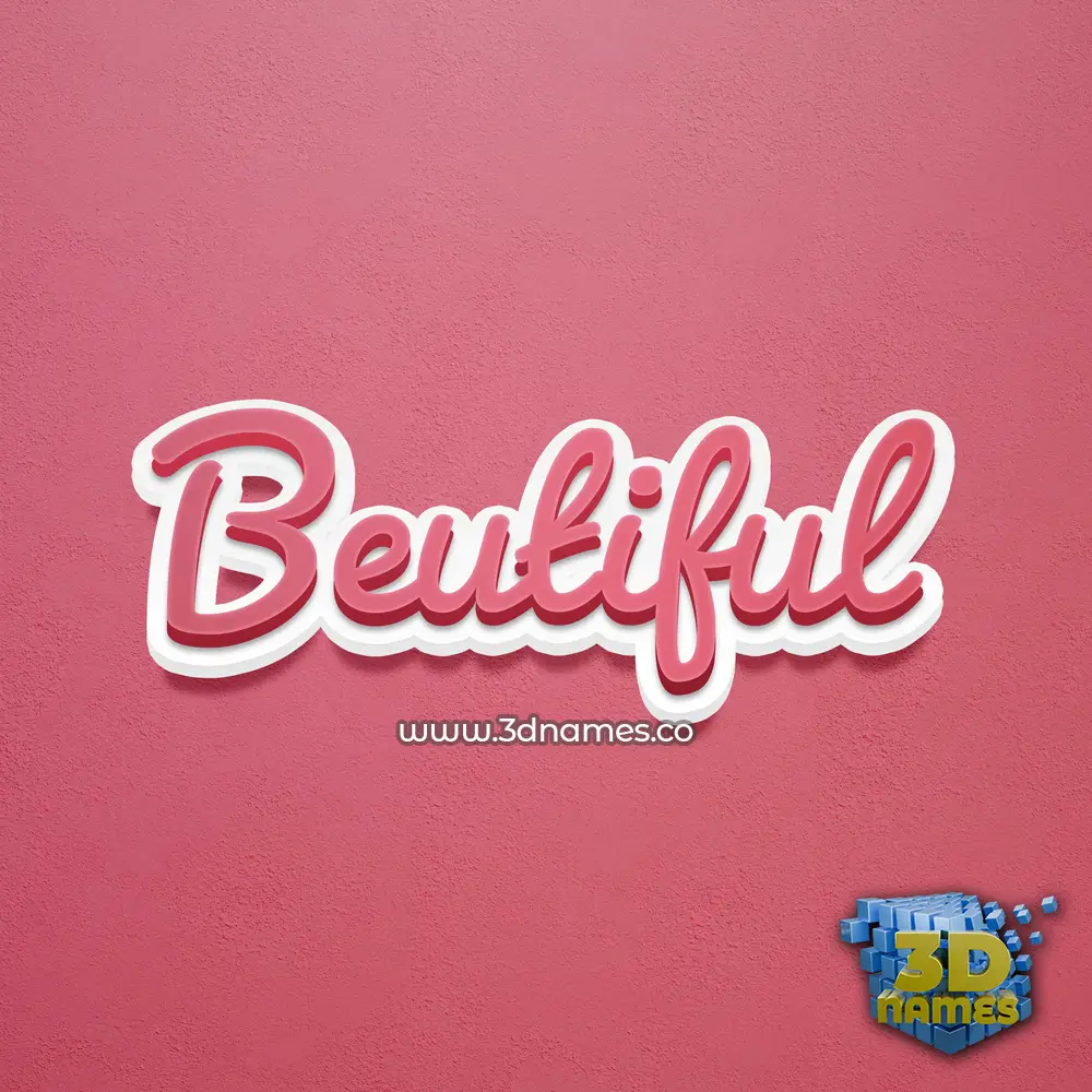 beutiful in Red Scribble style - 3D name wallpaper